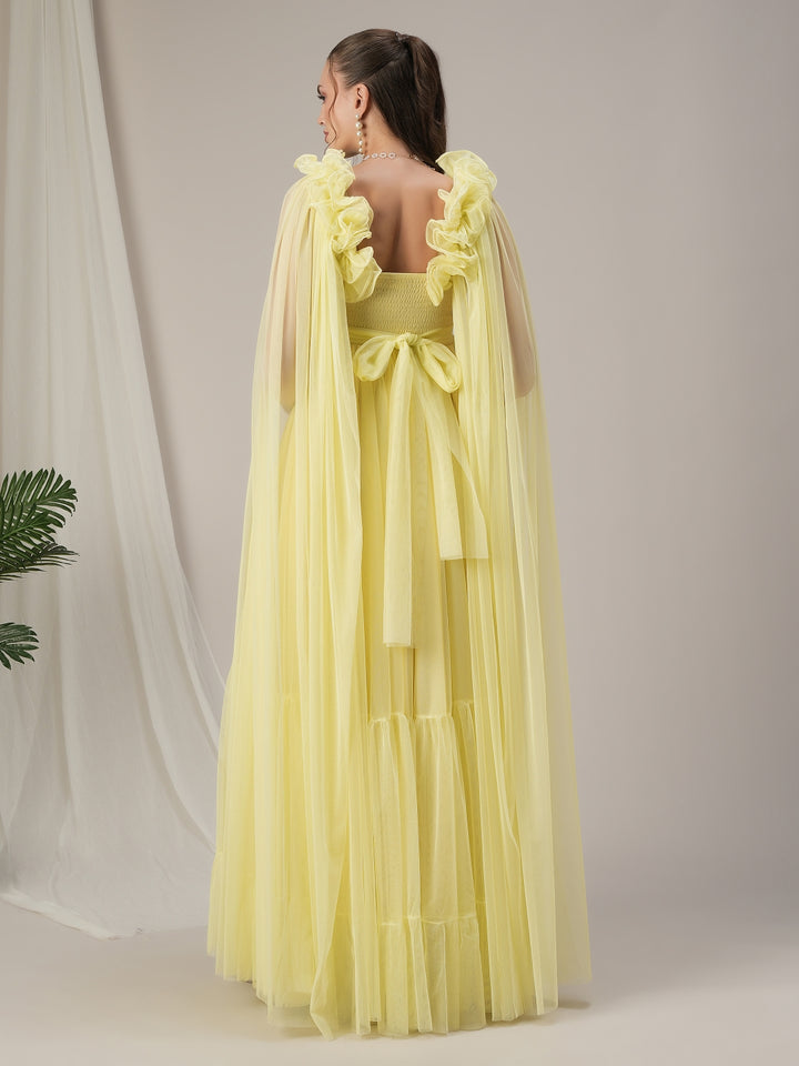 Yellow Ruffle Maternity Dress