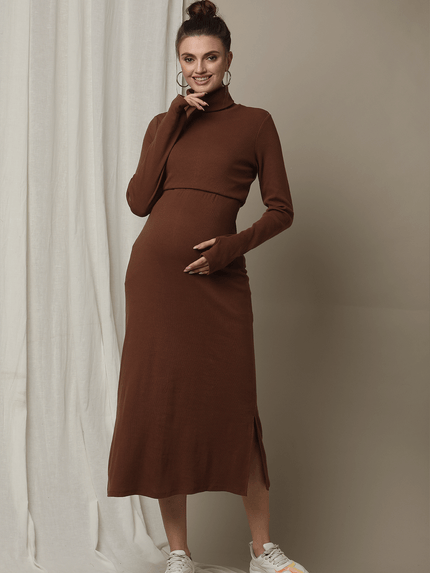 Nursing Overlay Rib Knit Dress