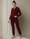 2pc. Maternity Hoodie & Jogger Lounge Set- Burgundy