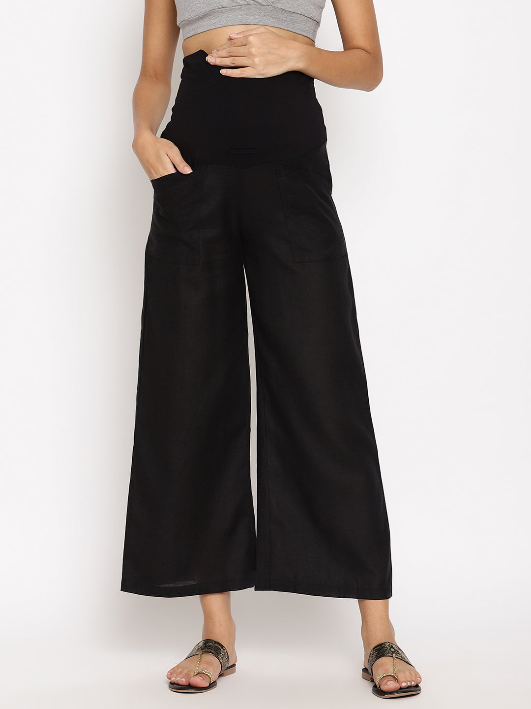 Buy MISS CHASE Womens Relaxed Fit Solid Pleated Wide Leg Flare Trouser   Shoppers Stop
