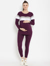 2pc. Maternity Activewear T-Shirt & Leggings Set- Purple
