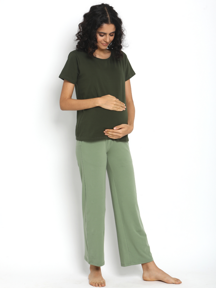 Green Wide Leg Maternity Pants