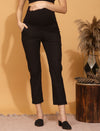 Stretchy Cotton Maternity Formal Pants- Black