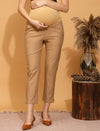 Stretchy Cotton Maternity Formal Pants- Beige