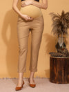 Stretchy Cotton Maternity Formal Pants- Beige