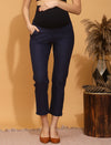 Stretchy Cotton Maternity Formal Pants- Blue
