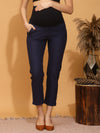 Stretchy Cotton Maternity Formal Pants- Blue
