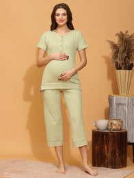 Maternity Lounge Sleep Set- Green