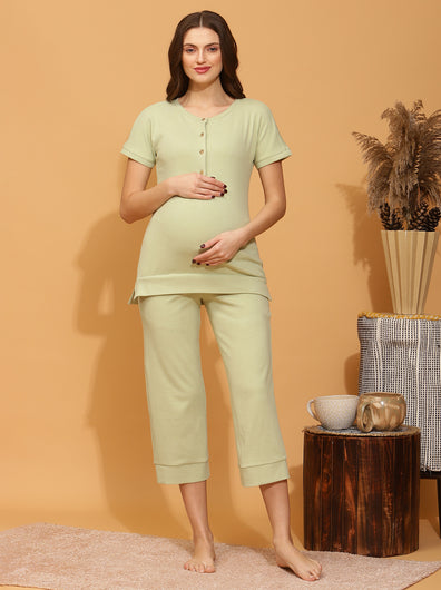 Maternity Lounge Sleep Set- Green