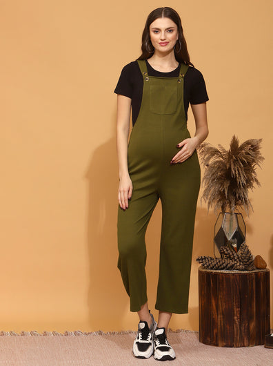 Maternity Dungarees- Forest Green