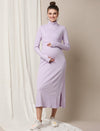 Zipless Maternity Dress with Slit- Purple