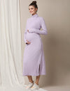 Zipless Maternity Dress with Slit- Purple