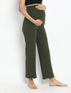 High Waist Wide-leg Maternity Pants- Green