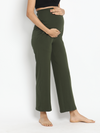 High Waist Wide-leg Maternity Pants- Green