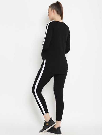 Maternity French Terry Leggings & T-shirt Set- Black