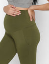 High-rise Maternity Joggers Pants- Dark Green