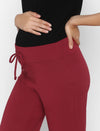 Maternity Stretch Cotton Pajama & T-Shirt Set- Black/Maroon