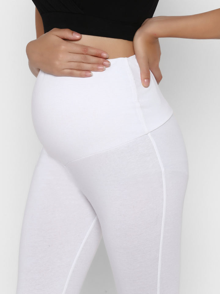 Over Belly White Maternity Leggings
