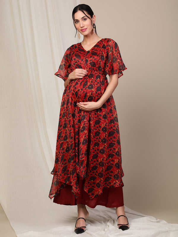 2pc. Maternity Designer Kurta + Palazzo Set