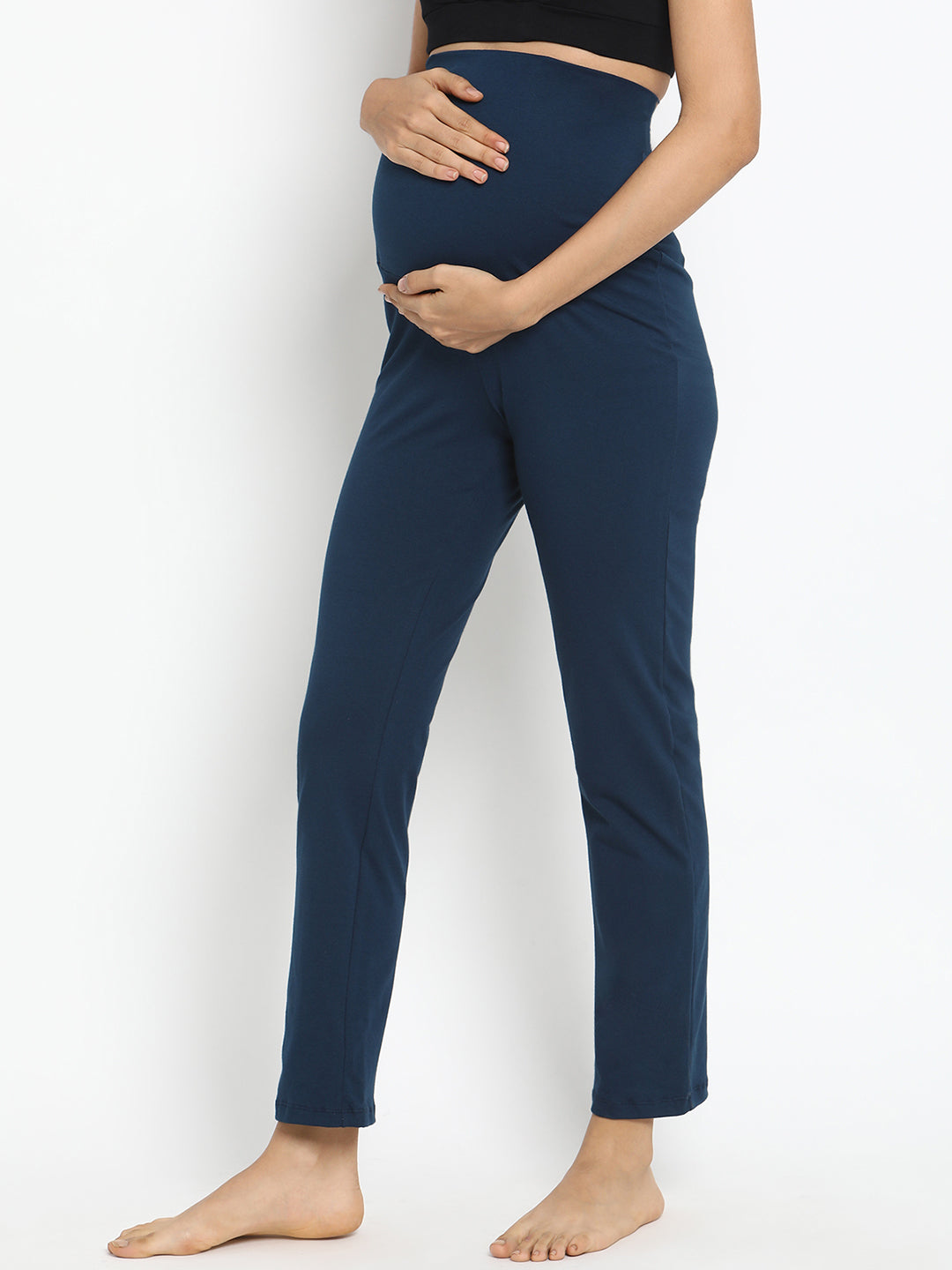 High Waisted Maternity Casual Pants - Blue