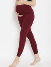 High-rise Maternity Joggers Pants- Wine Berry