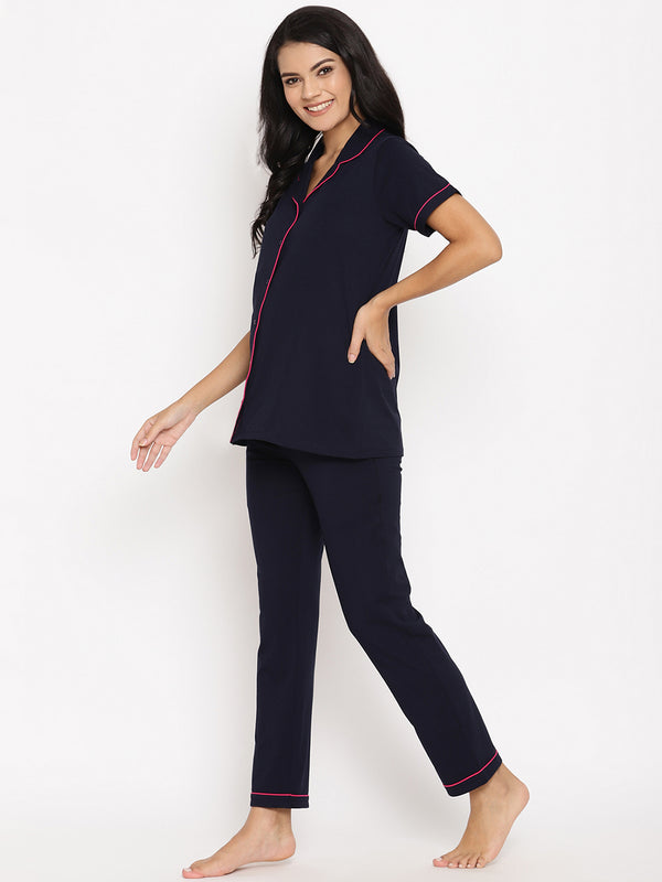 Nursing Notch Collar Pajama Set