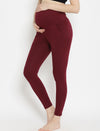 Cotton Maternity Leggings- Wine Berry