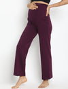 High Waist Wide-leg Maternity Pants- Purple