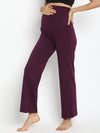 High Waist Wide-leg Maternity Pants- Purple