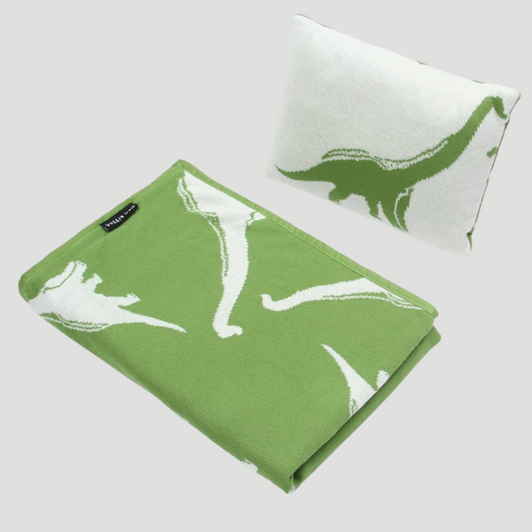 2pc. Reversible Baby Pillow & Blanket Set- Dinosaur Print
