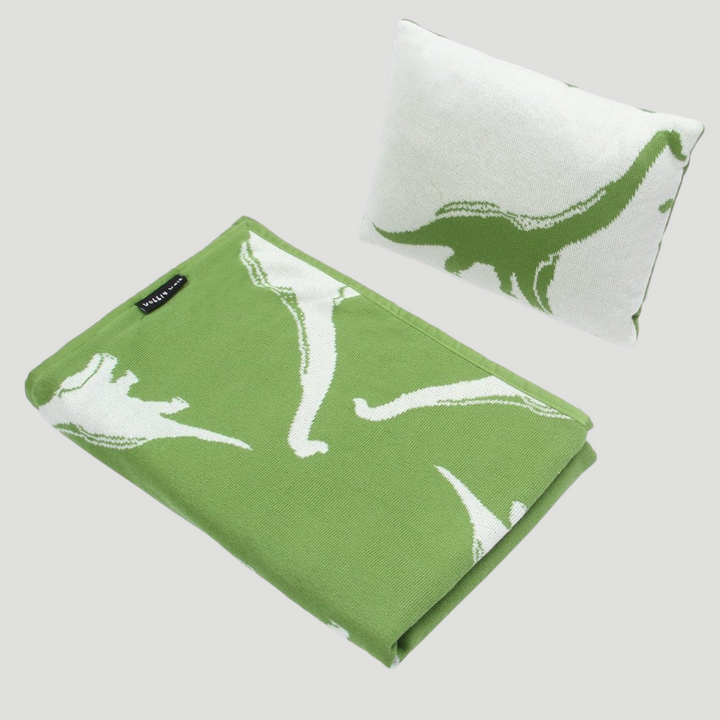 2pc. Reversible Baby Pillow & Blanket Set- Dinosaur Print