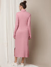 Zipless Maternity Dress with Slit- Pink