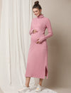 Zipless Maternity Dress with Slit- Pink