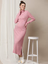 Zipless Maternity Dress with Slit- Pink