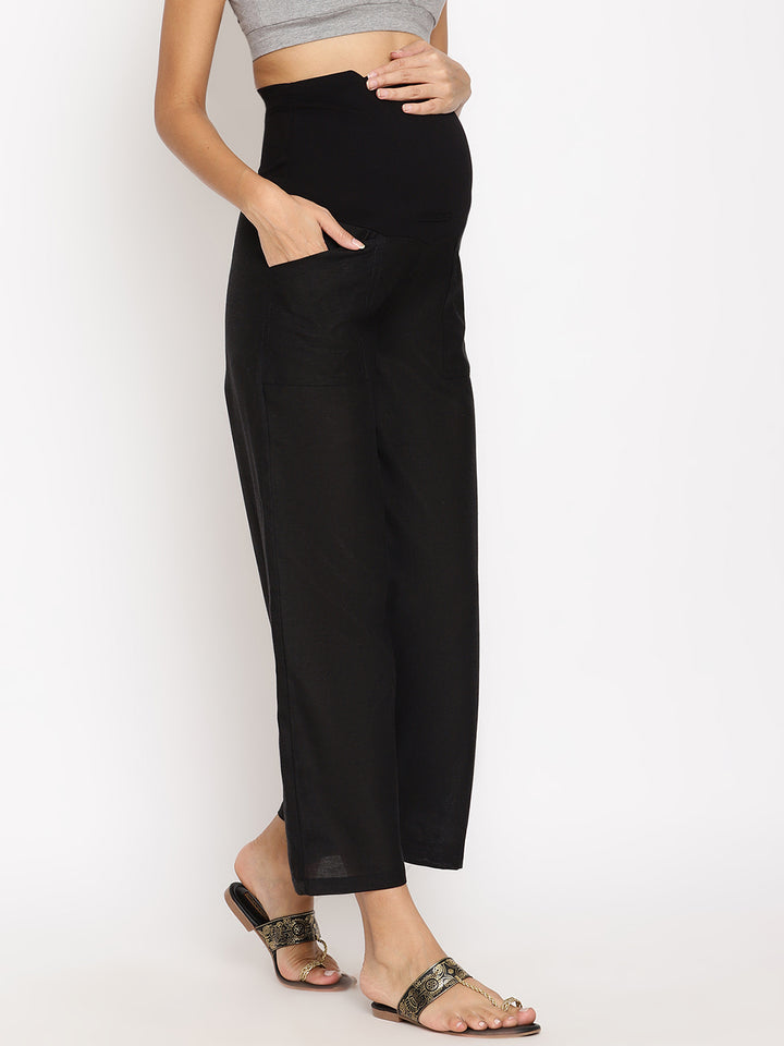 Maternity Linen Palazzo Pants with pocket