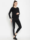 Maternity French Terry Leggings & T-shirt Set- Black