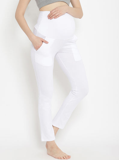 Straight-Leg Maternity Pants- White