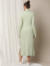 Zipless Maternity Dress with Slit- Green