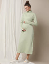 Zipless Maternity Dress with Slit- Green