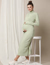 Zipless Maternity Dress with Slit- Green