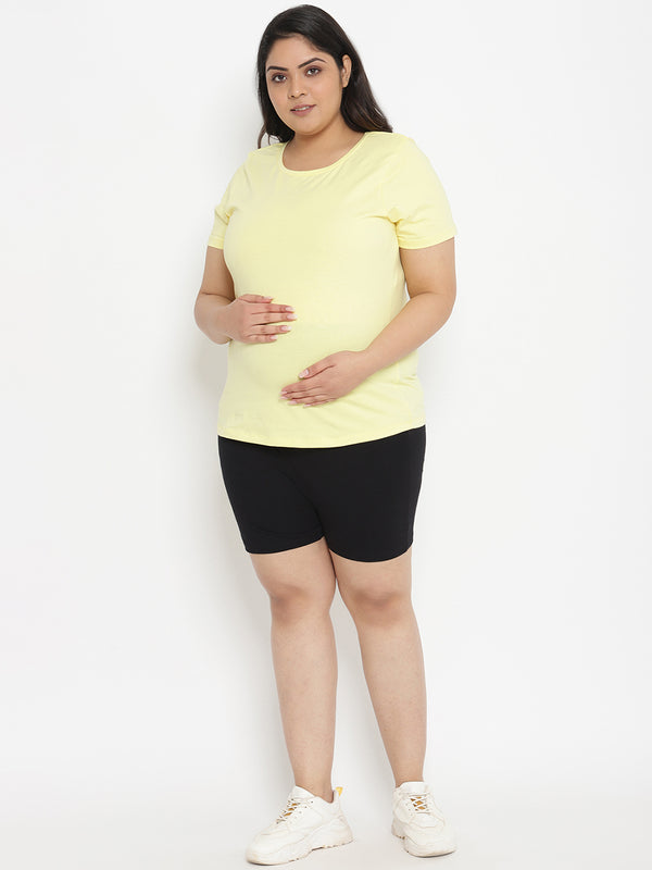 Black Maternity Plus Size Anti-Chafing Shorts