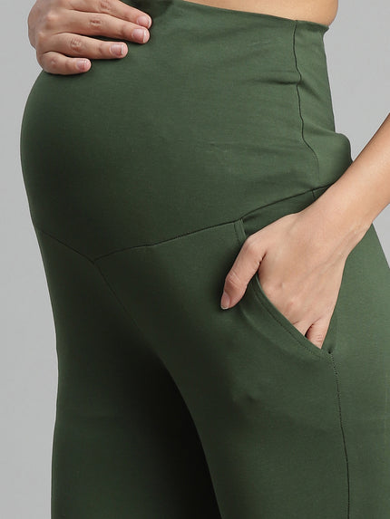 Cotton Maternity Leggings- Green