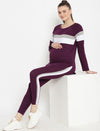 2pc. Maternity Activewear T-Shirt & Leggings Set- Purple