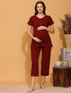 Maternity Lounge Sleep Set- Burgundy