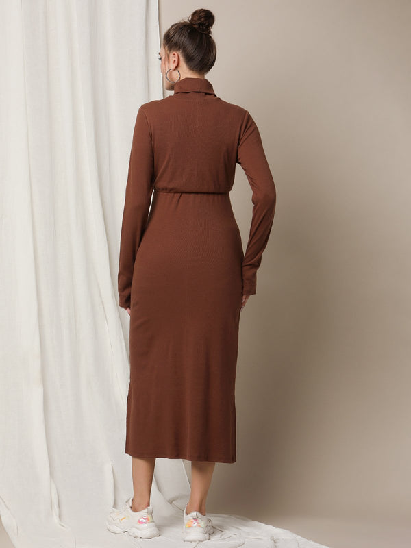 Maternity Overlay Rib-Knit Dress