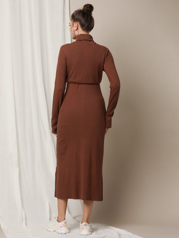 Maternity Overlay Rib-Knit Dress