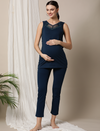 3pc. Maternity Pajama Set With Robe- Blue
