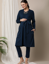 3pc. Maternity Pajama Set With Robe- Blue