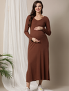Maternity Ribbed Knit Maxi Dress