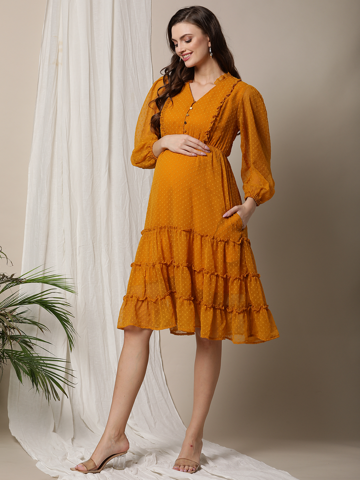 Ruffle Maternity Dress